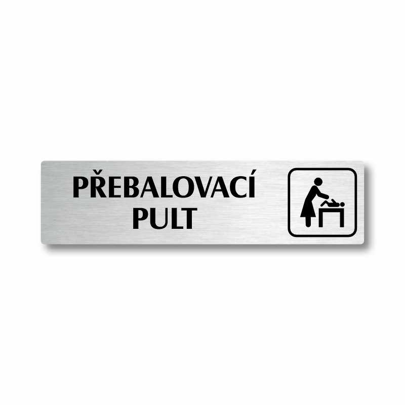 Přebalovací pult, stříbrná cedulka, 180x45mm