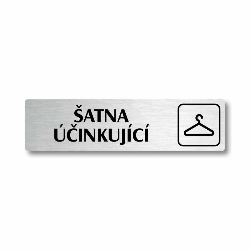 Šatna účinkující, stříbrná cedulka, 180x45mm