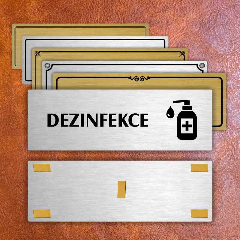 Dezinfekce, stříbrná popiska na dveře