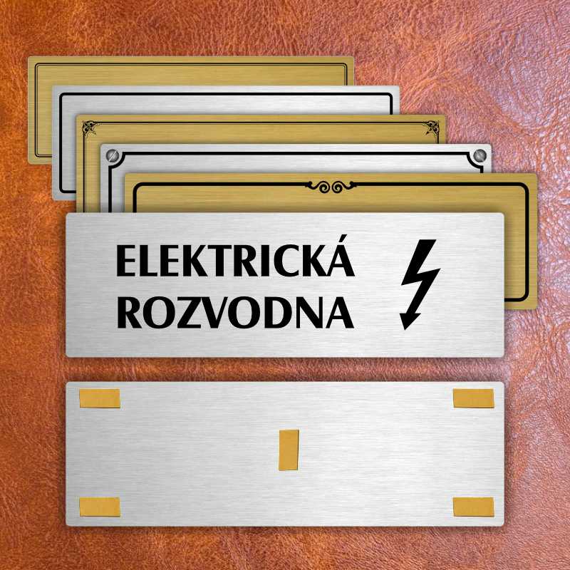Elektrická rozvodna, 200x66mm, stříbrná popiska s rámečkem