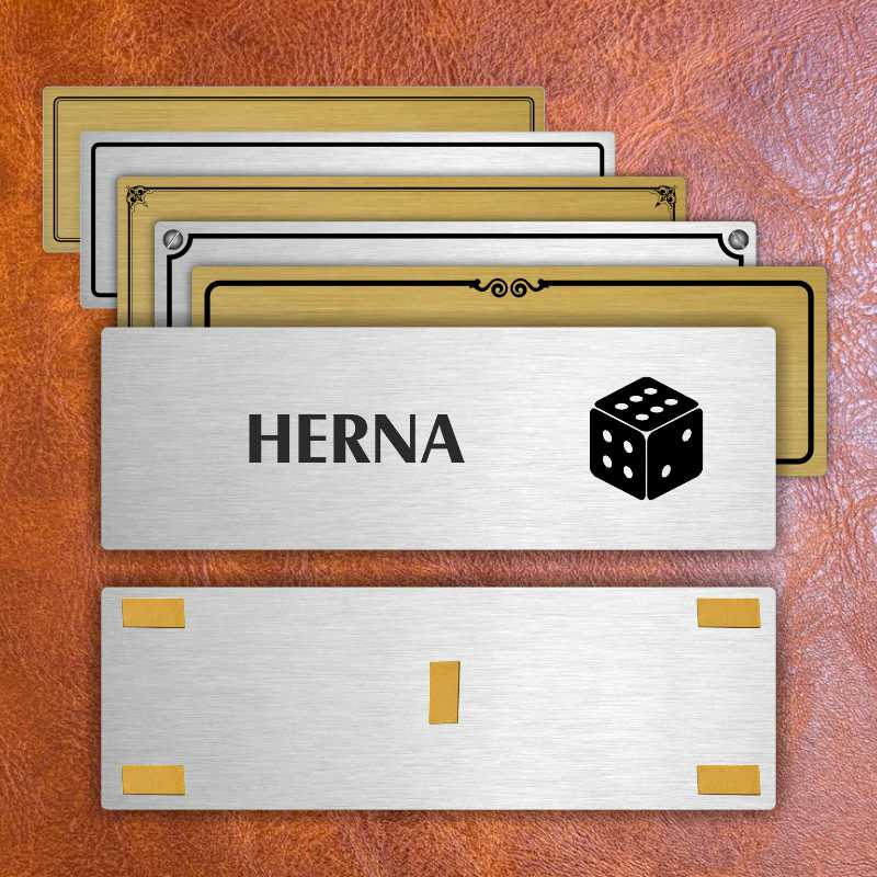 Herna, 240x79mm, zlatá popiska s rámečkem