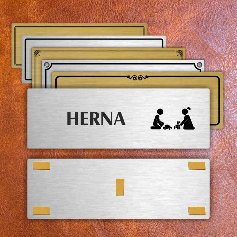 Herna, 200x66mm, stříbrná popiska