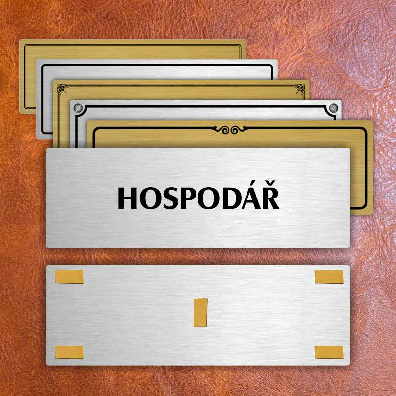 Hospodář, 240x79mm, zlatá popiska s dvojtým rámečkem