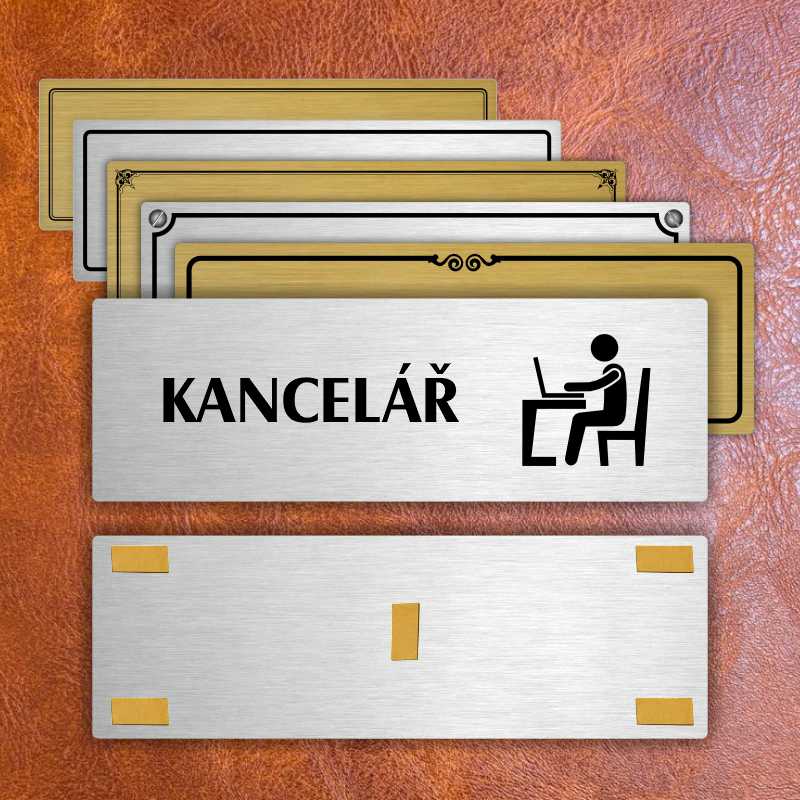 Kancelář, 200x66mm, zlatá popiska s dvojtým rámečkem