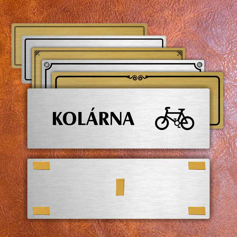 Kolárna, 240x79mm, zlatá popiska s dvojtým rámečkem