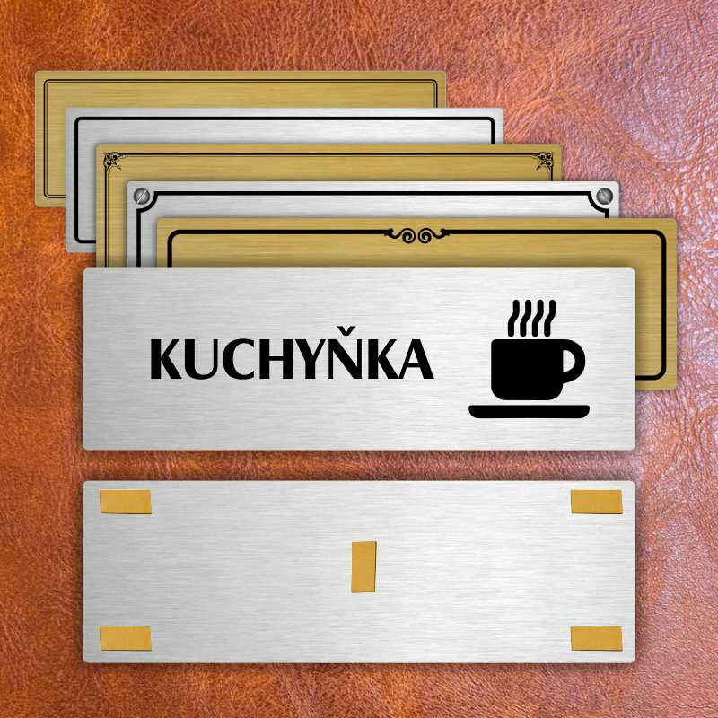 Kuchyňka, 200x66mm, zlatá popiska s dvojtým rámečkem