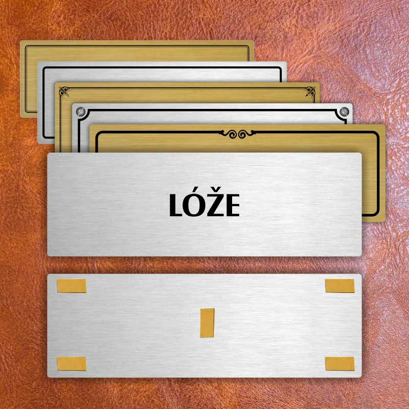 Lóže, 240x79mm, stříbrná popiska 