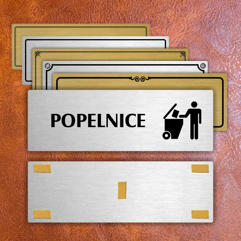 Popelnice, 200x66mm, zlatá popiska s imitacemi šroubků