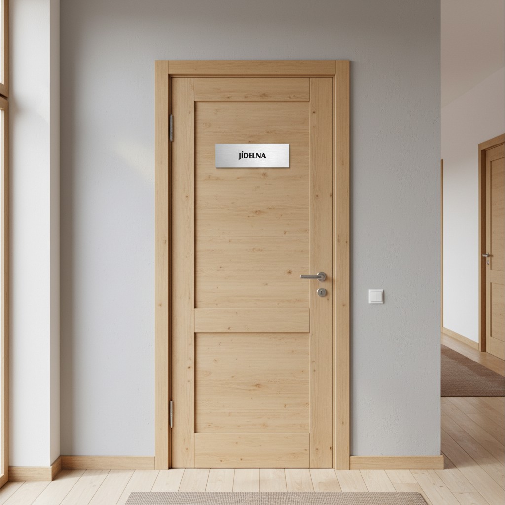 Jídelna, 240x79mm, stříbrná popiska s ozdobou uprostřed