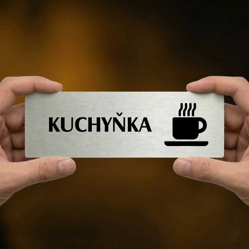 Kuchyňka, 200x66mm, zlatá popiska s dvojtým rámečkem