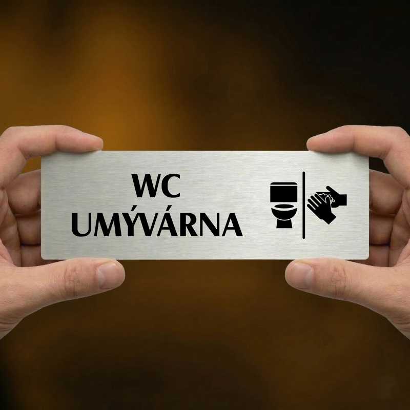 WC umývárna, 240x79mm, zlatá popiska s rámečkem