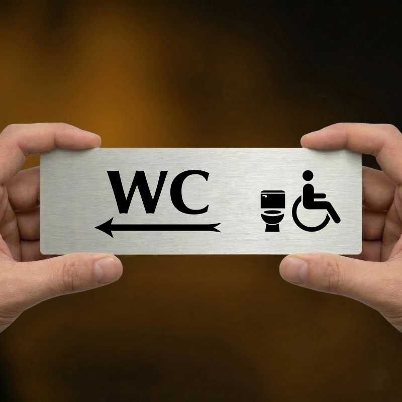 WC invalida vlevo, 200x66mm, zlatá popiska s rámečkem