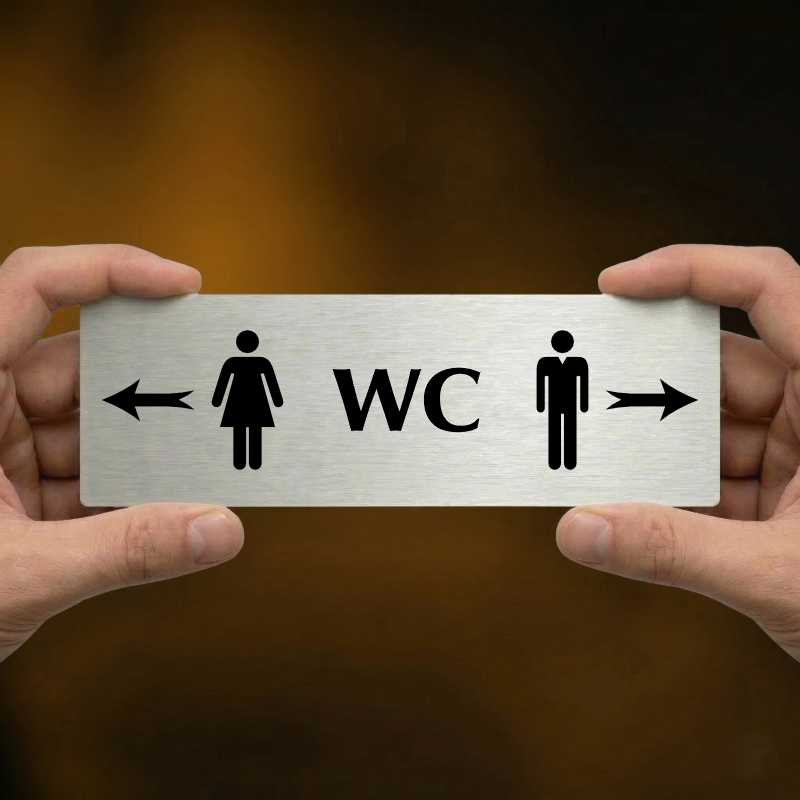 WC společné - rozcestník, 200x66mm, zlatá popiska 