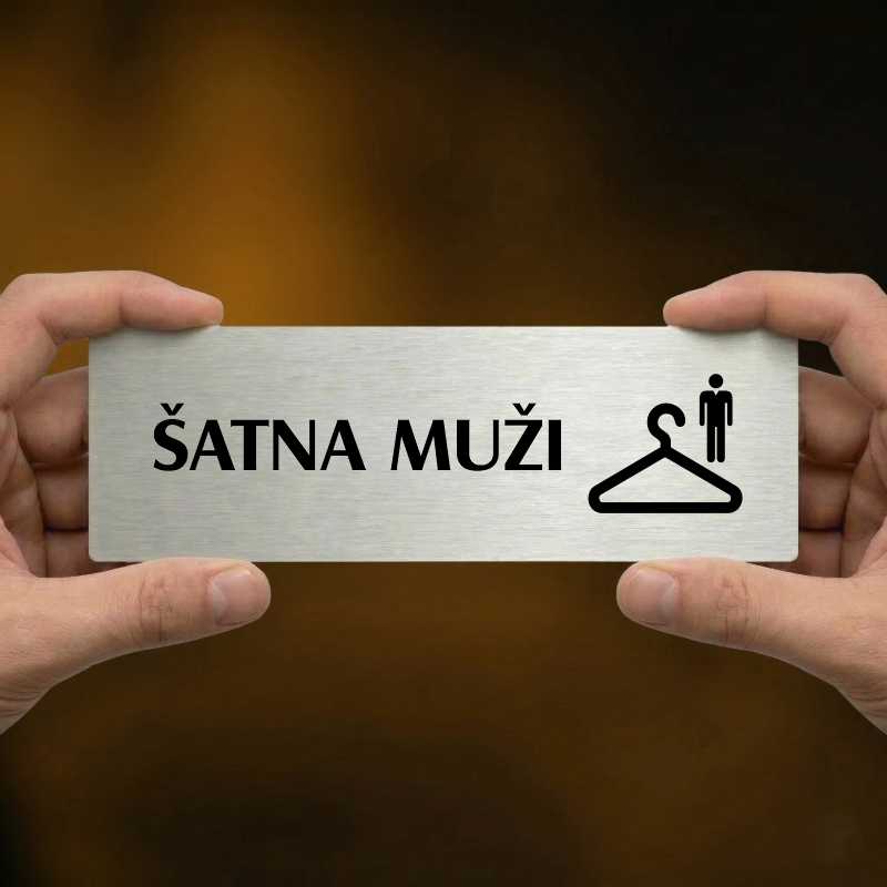 Šatna muži, 200x66mm, zlatá popiska s rámečkem