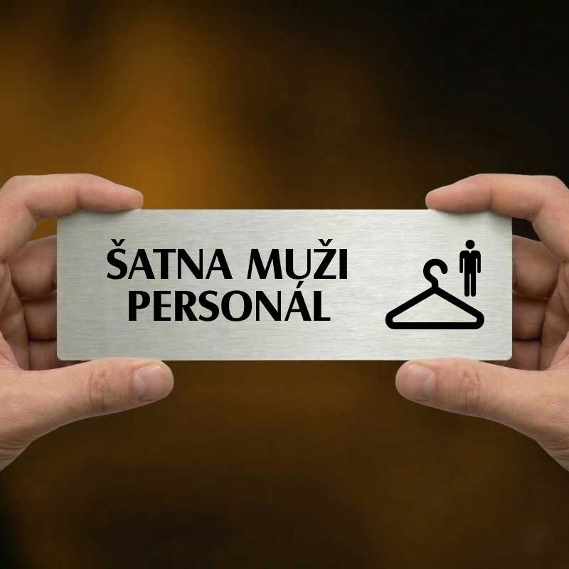 Šatna muži personál, 200x66mm, zlatá popiska s okrasným rámečkem