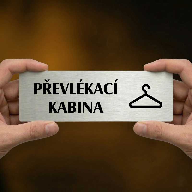 Převlékací kabina, 200x66mm, zlatá popiska s rámečkem