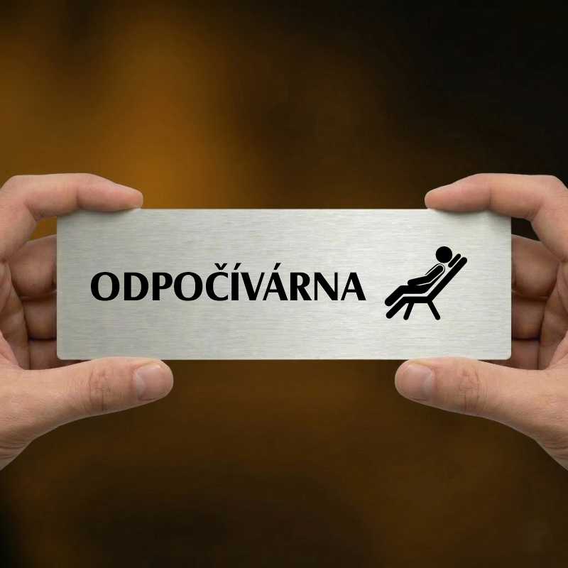 Odpočívárna, 200x66mm, zlatá popiska s imitacemi šroubků