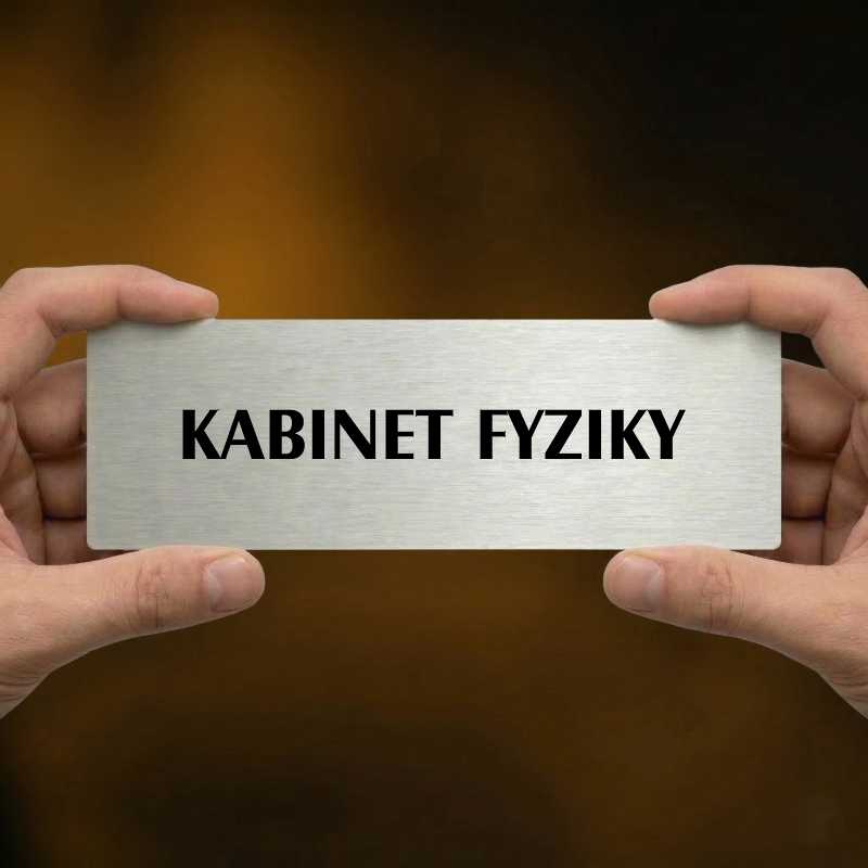 Kabinet fyziky, 240x79mm, zlatá popiska s rámečkem