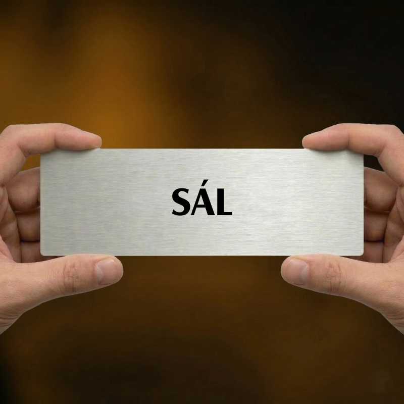 Sál, 240x79mm, zlatá popiska s dvojtým rámečkem