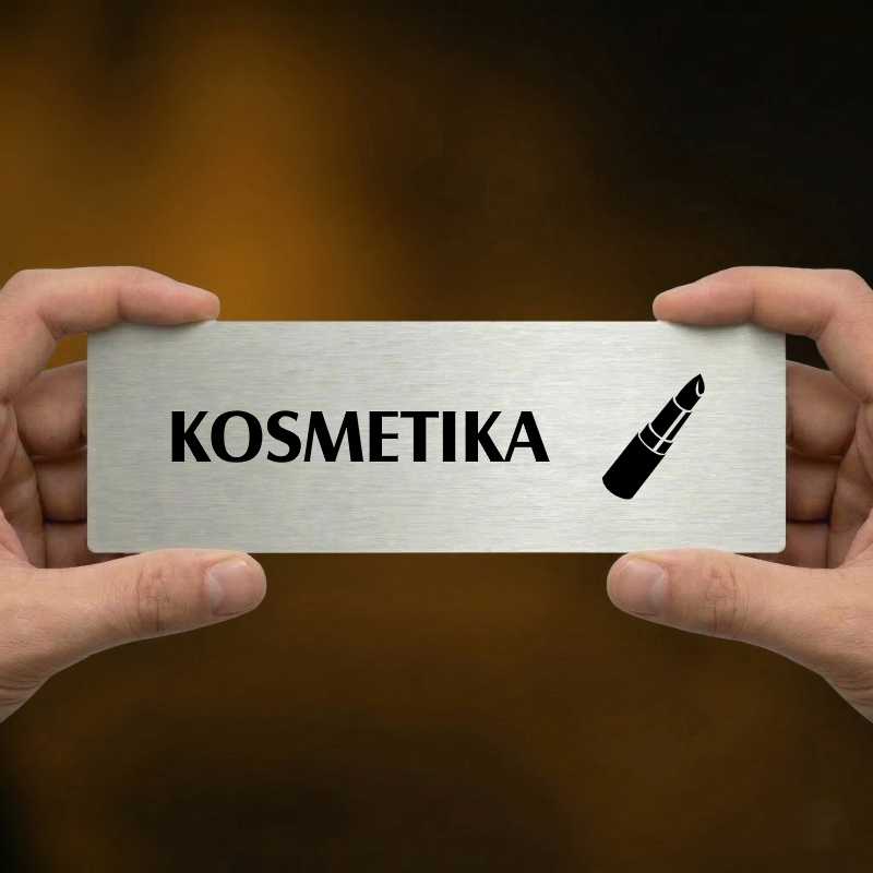 Kosmetika, 200x66mm, zlatá popiska s ozdobou uprostřed