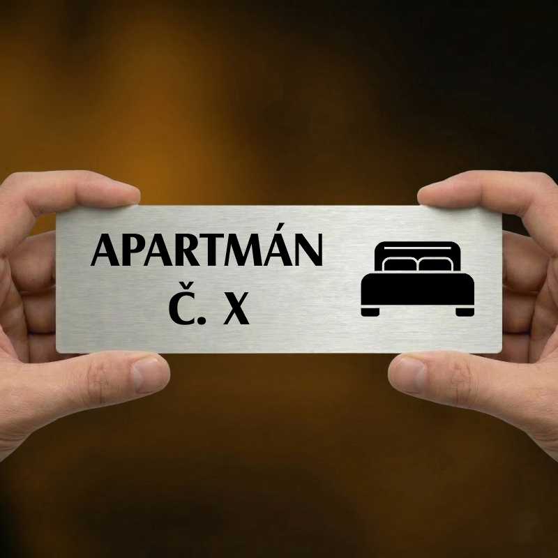 Apartmán č., 200x66mm, zlatá popiska s dvojtým rámečkem