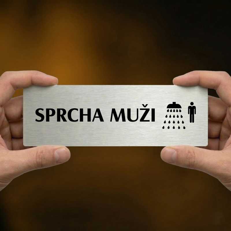 Sprcha muži, 200x66mm, stříbrná popiska s ozdobou uprostřed