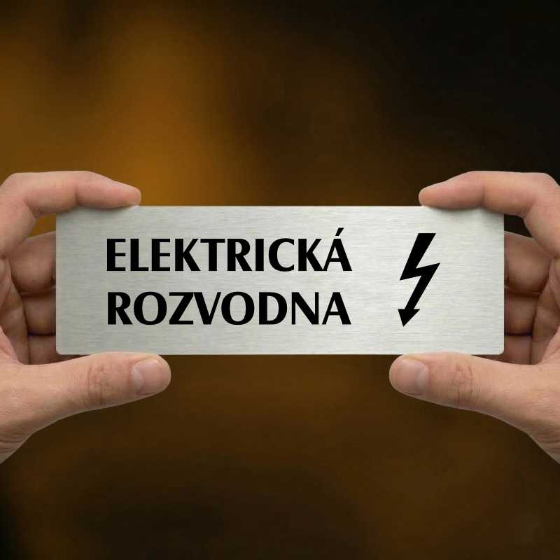 Elektrická rozvodna, 200x66mm, stříbrná popiska s rámečkem