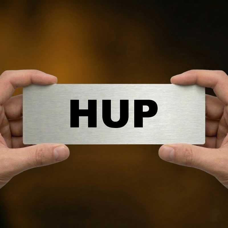 Hup, 200x66mm, stříbrná popiska