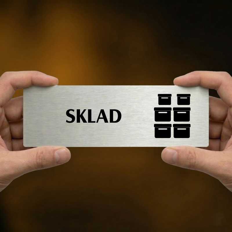 Sklad, 240x79mm, zlatá popiska s okrasným rámečkem  