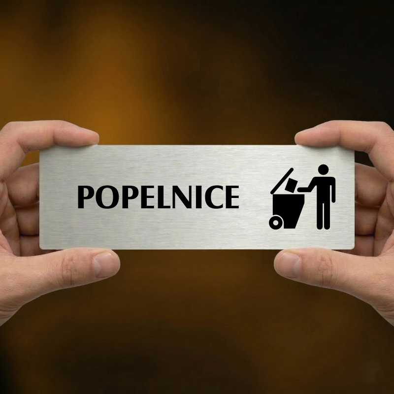 Popelnice, 200x66mm, zlatá popiska s imitacemi šroubků