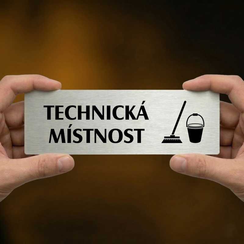 Technická místnost, 200x66mm, stříbrná popiska