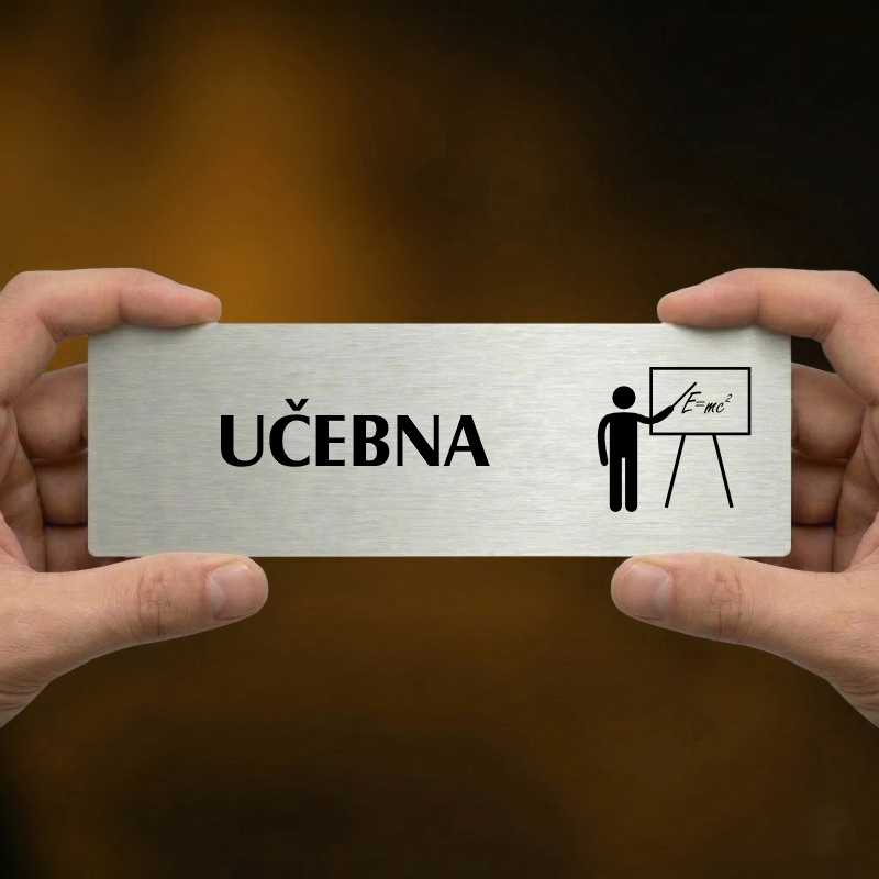 Učebna, 200x66mm, stříbrná popiska s dvojtým rámečkem