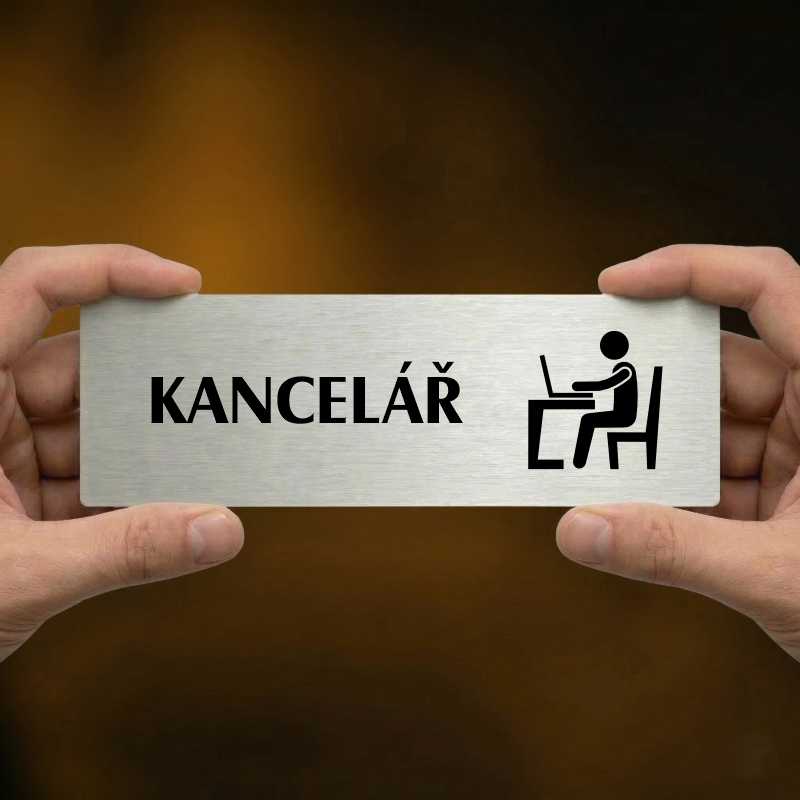 Kancelář, 200x66mm, zlatá popiska s dvojtým rámečkem