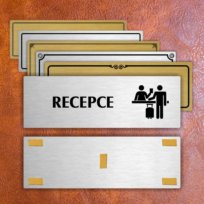 Recepce, 240x79mm, zlatá popiska s dvojtým rámečkem