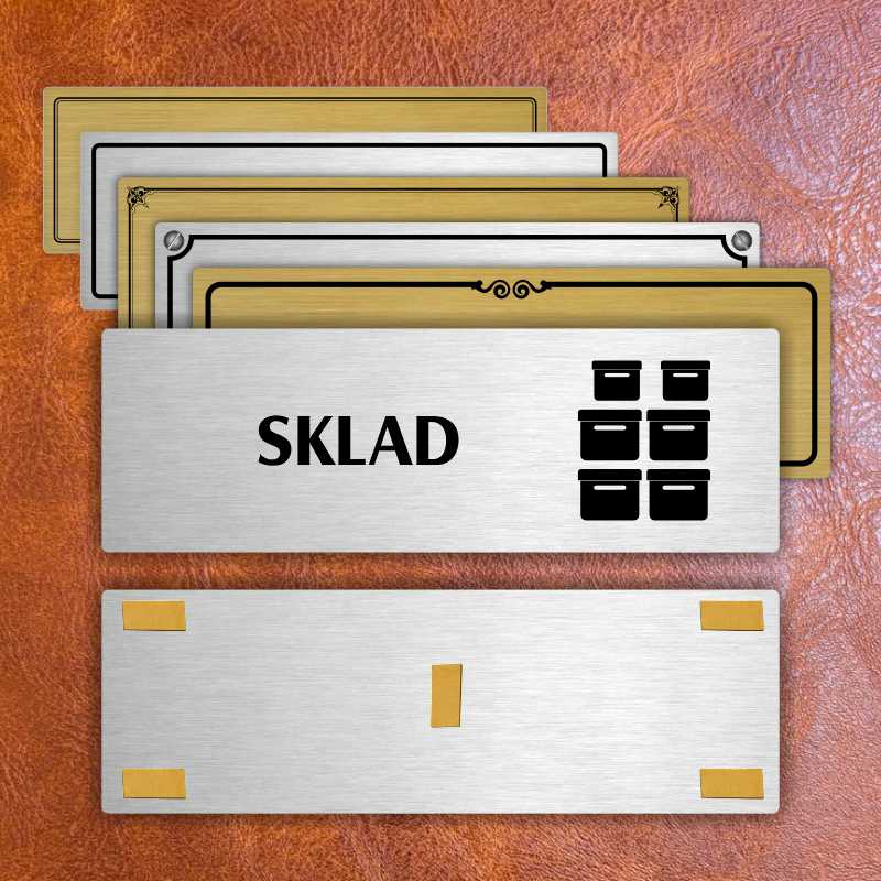 Sklad, 240x79mm, zlatá popiska s okrasným rámečkem  