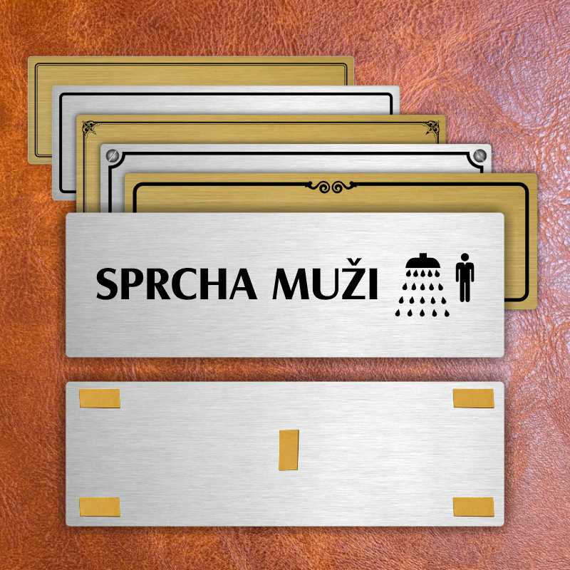 Sprcha muži, 200x66mm, stříbrná popiska s ozdobou uprostřed