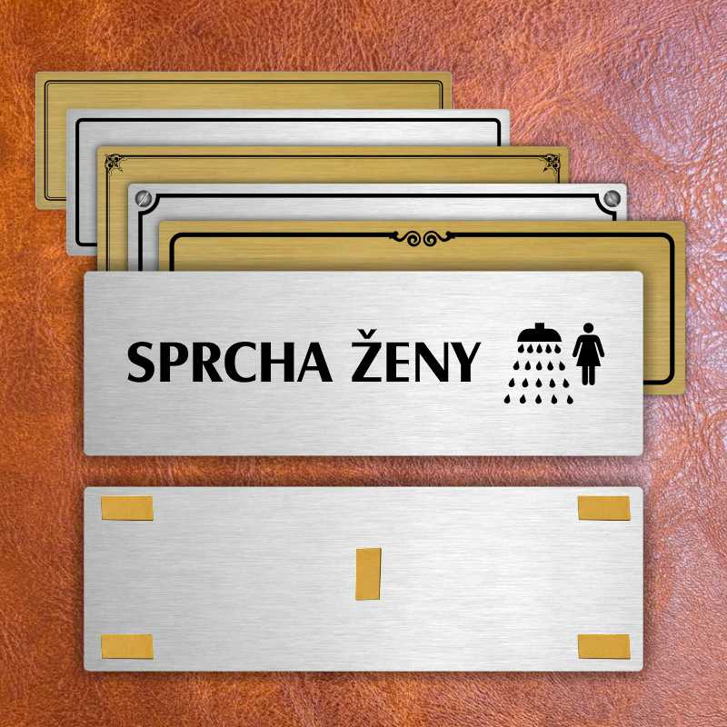 Sprcha ženy, 240x79mm, stříbrná popiska s rámečkem