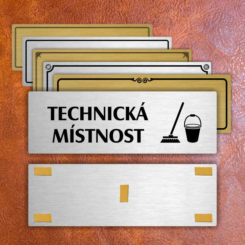 Technická místnost, 200x66mm, stříbrná popiska