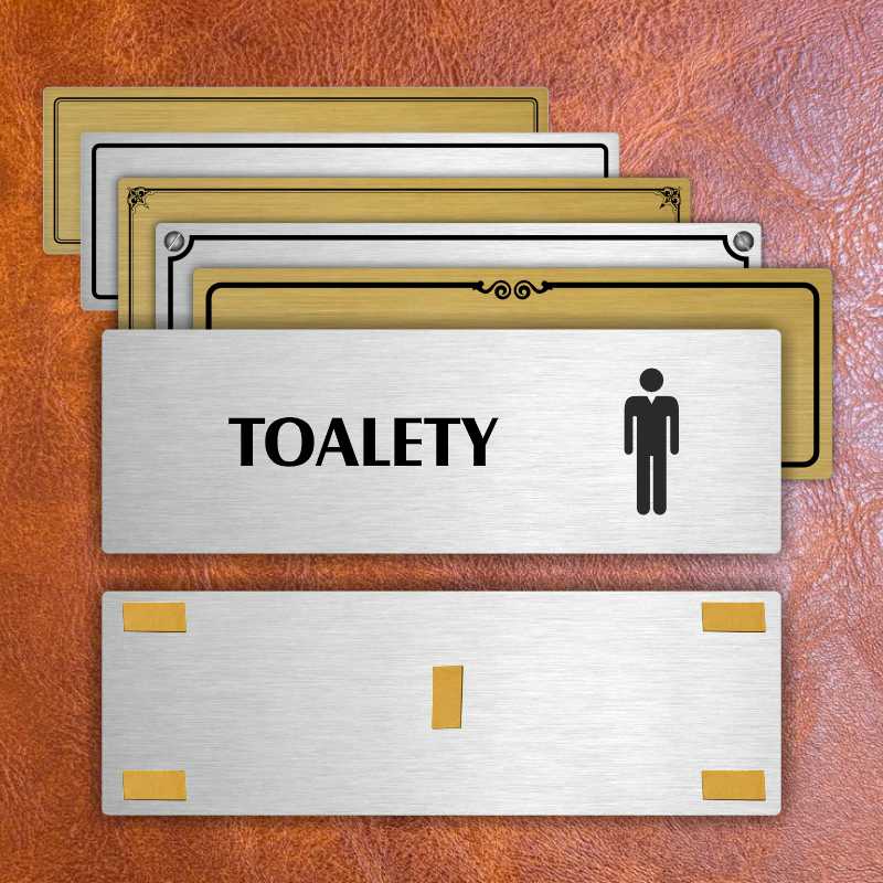 Toalety muži, 200x66mm, zlatá popiska 