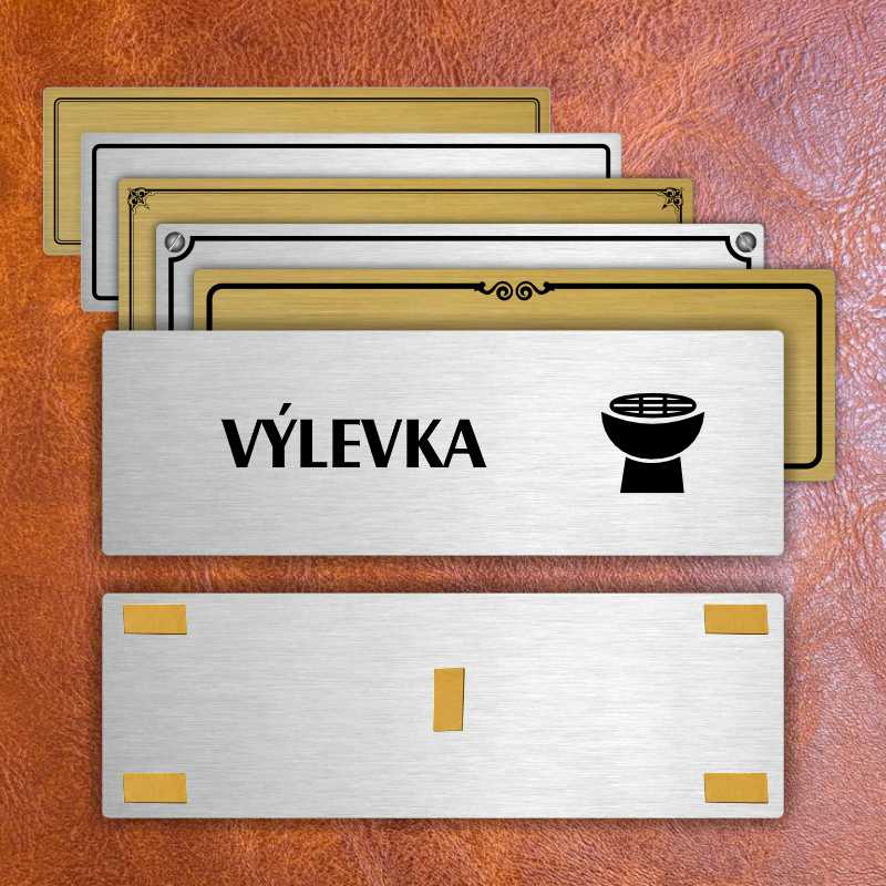 Výlevka, 240x79mm, zlatá popiska s okrasným rámečkem  