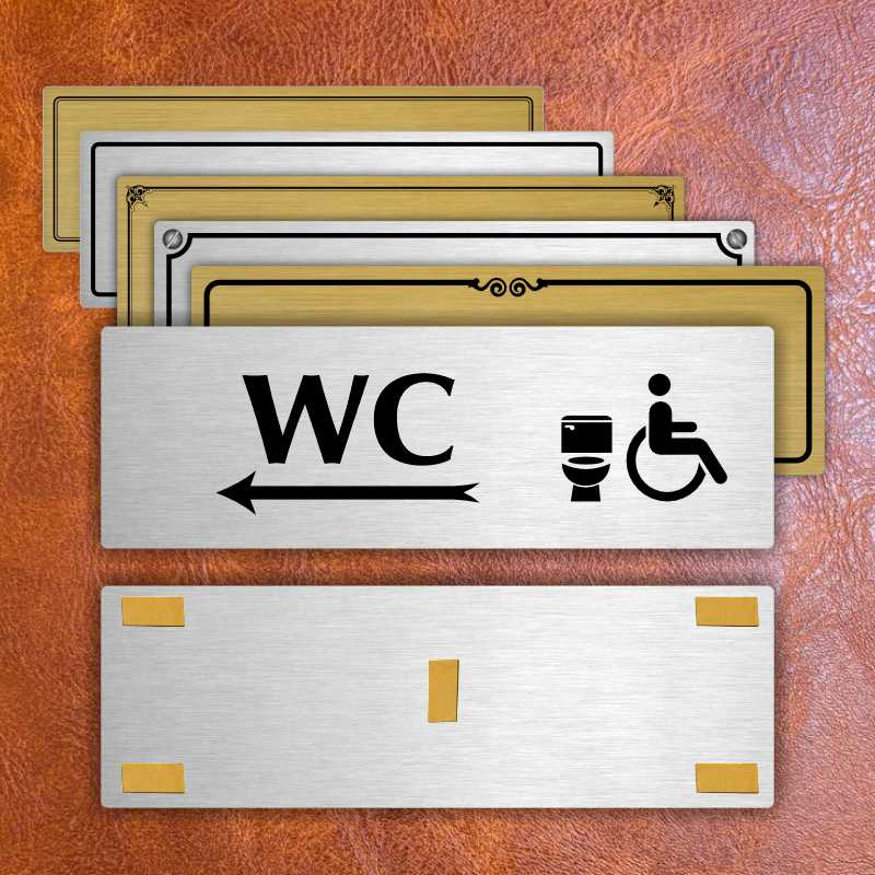 WC invalida vlevo, 200x66mm, zlatá popiska s rámečkem