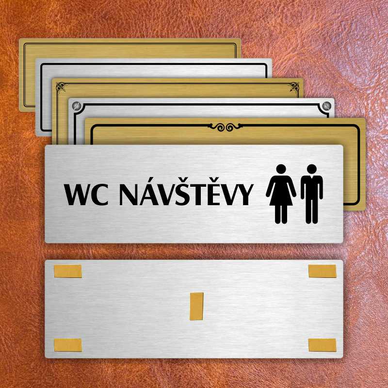 WC návštěvy společné, 200x66mm, stříbrná popiska 