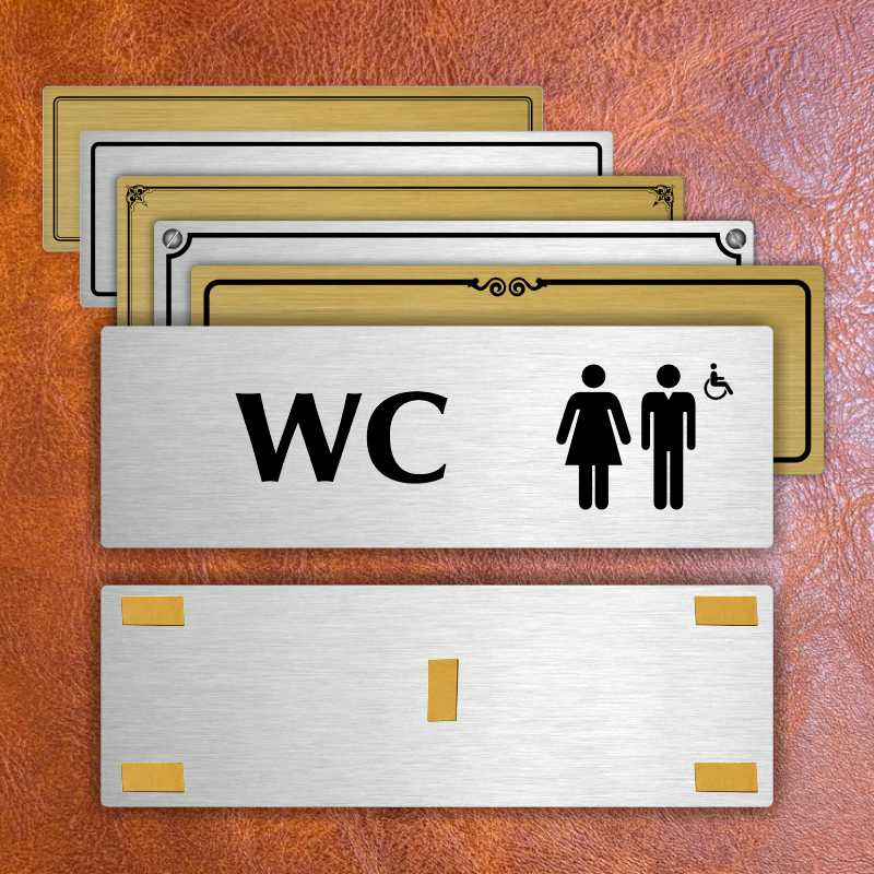 WC společné invalida, 200x66mm, stříbrná popiska s okrasným rámečkem  