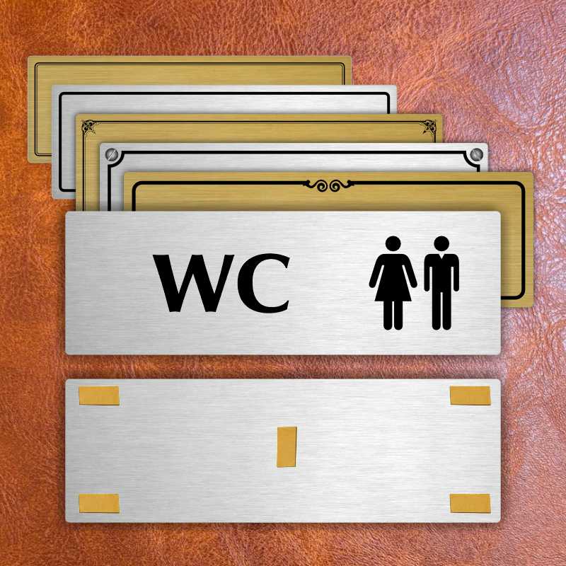 WC společné, 200x66mm, stříbrná popiska s rámečkem