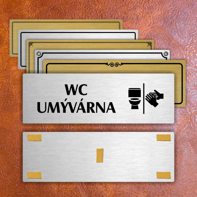 WC umývárna, 240x79mm, zlatá popiska s rámečkem