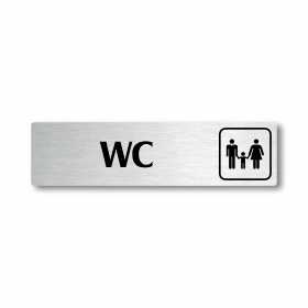 WC rodina, stříbrná cedulka, 180x45mm