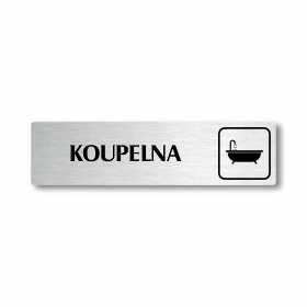 Koupelna, stříbrná cedulka, 180x45mm