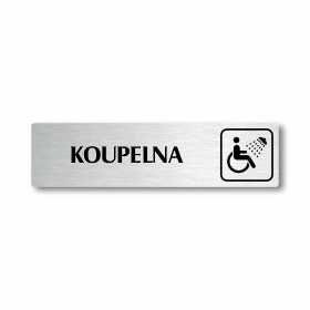 Koupelna, stříbrná cedulka, 180x45mm