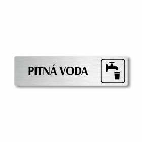 Pitná voda, stříbrná cedulka, 180x45mm