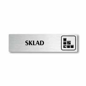 Sklad, stříbrná cedulka, 180x45mm